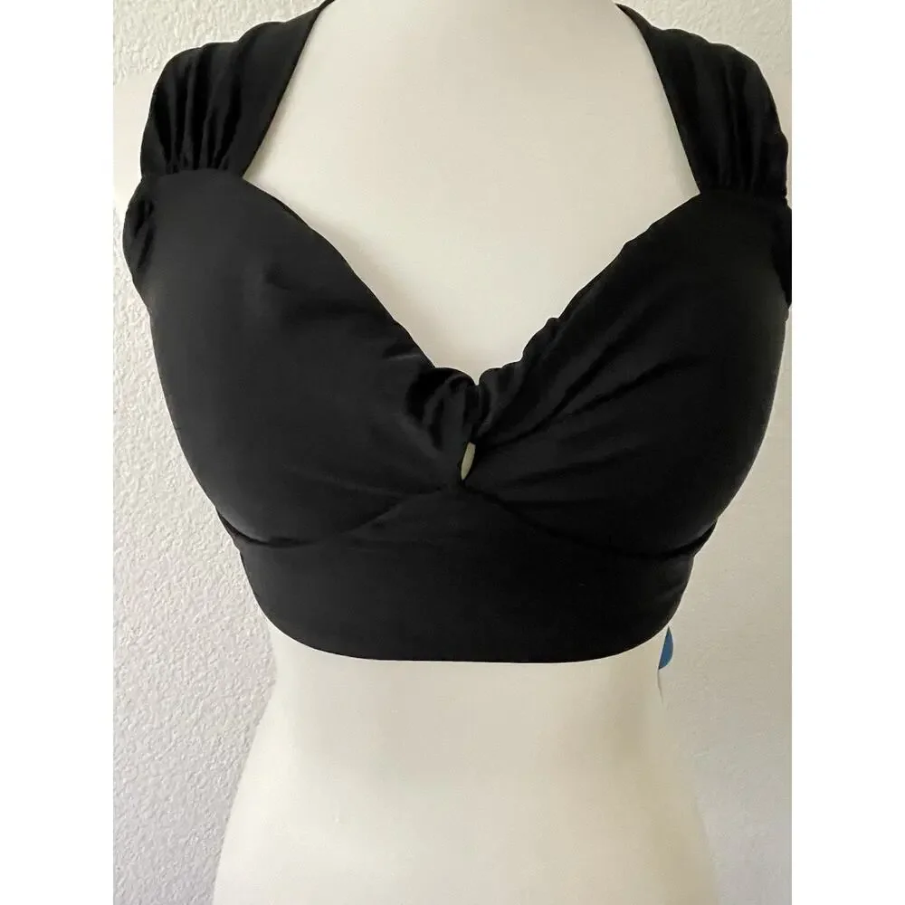 Cupshe Swim Bikini Top Plunge Criss Cross Back Swimwear